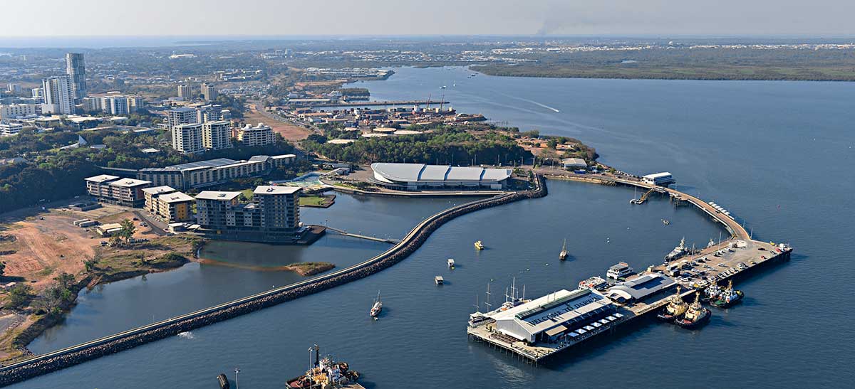 Aerial shot of Darwin Waterfront