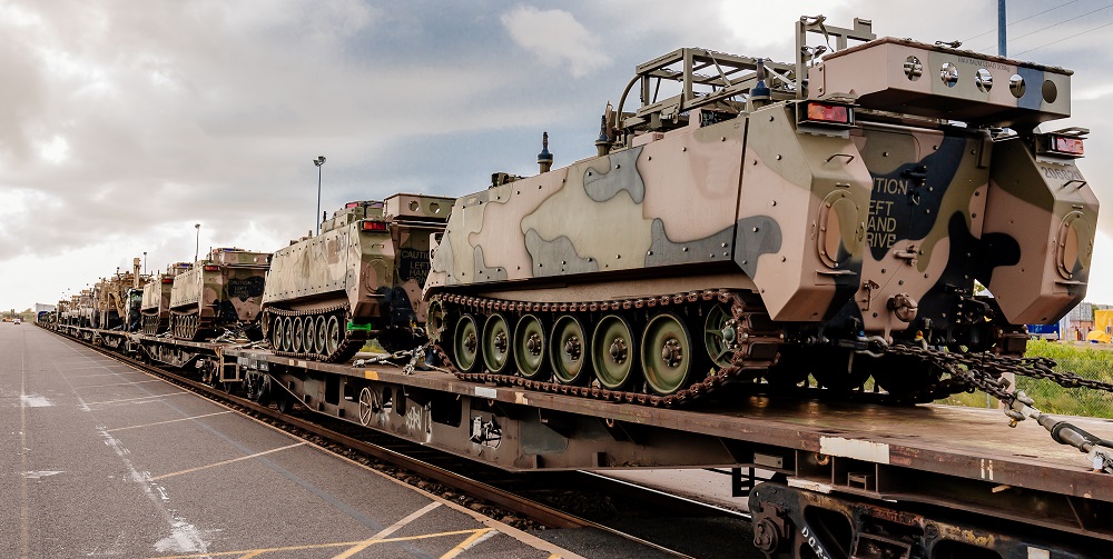 Defence tanks on train