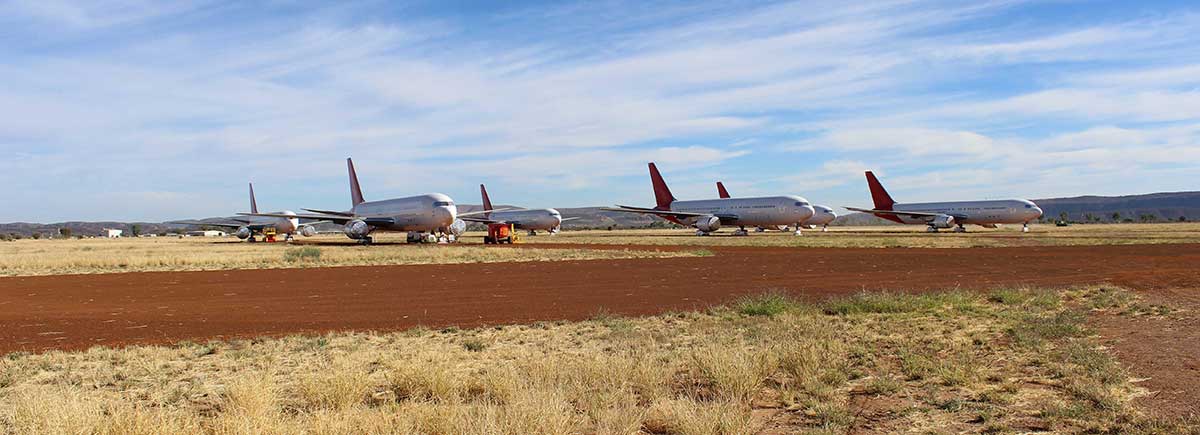 Aeroplanes in storage yard