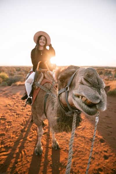 Young woman on a camel