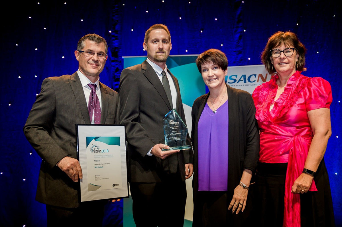 NEC staff receiving the NT Training Medium Employer of the Year award