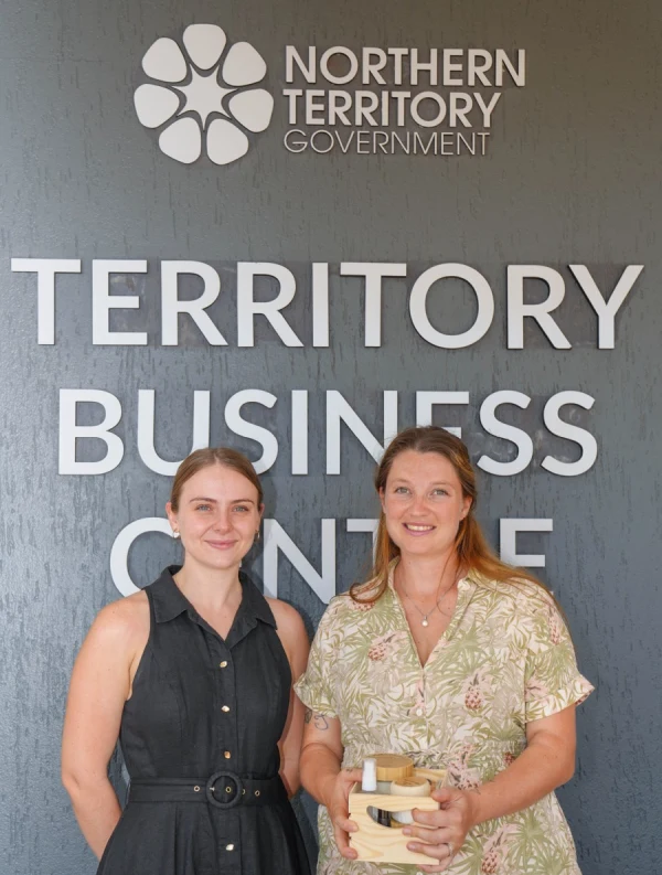 Left to right: Territory Business Advisor Bo Leighton with Mother Cluckers Farm Friendly Products business owner Jess Krauss.