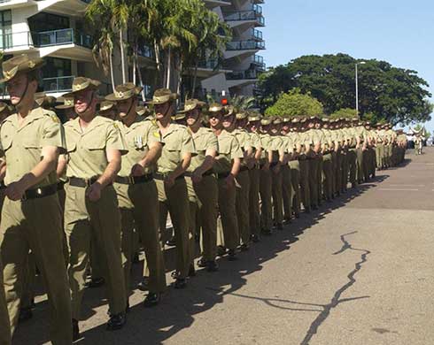 Soldiers marching