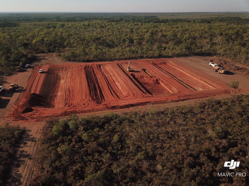 Aerial view of work at Bynoe Point