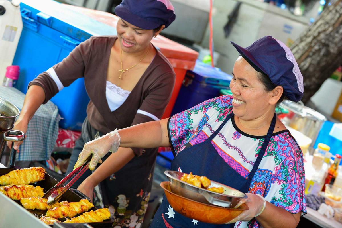 Two women working in a food staff