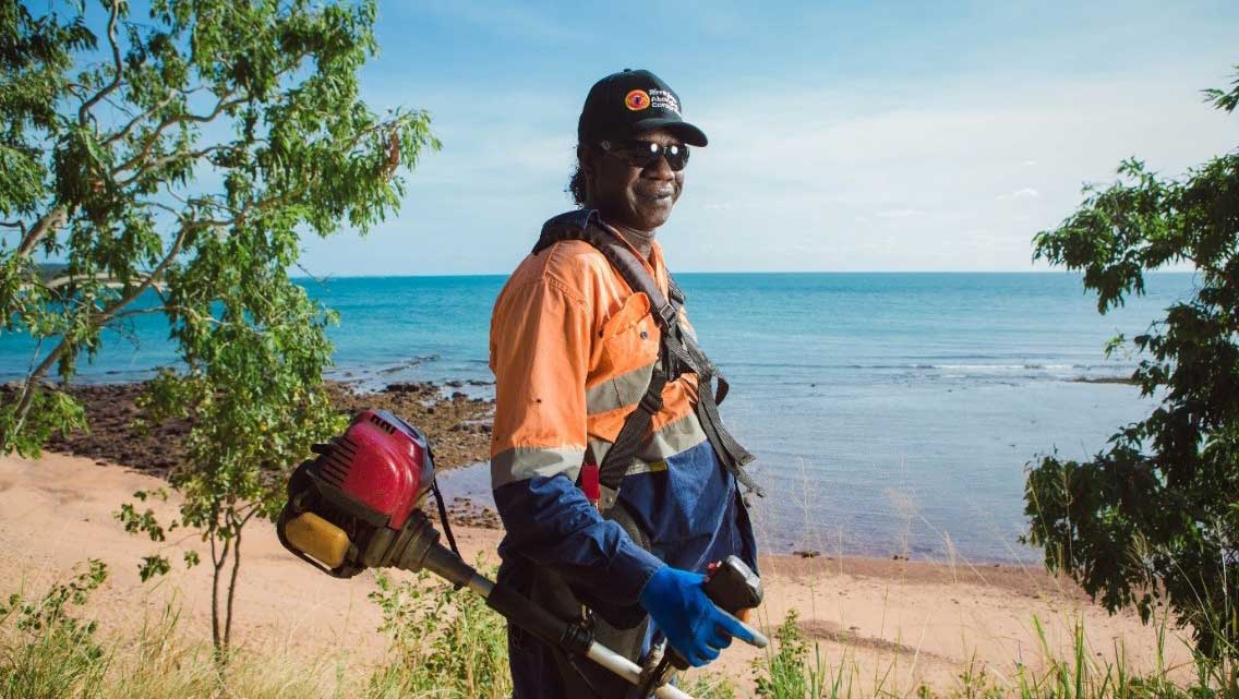 Aboriginal man in work clothing