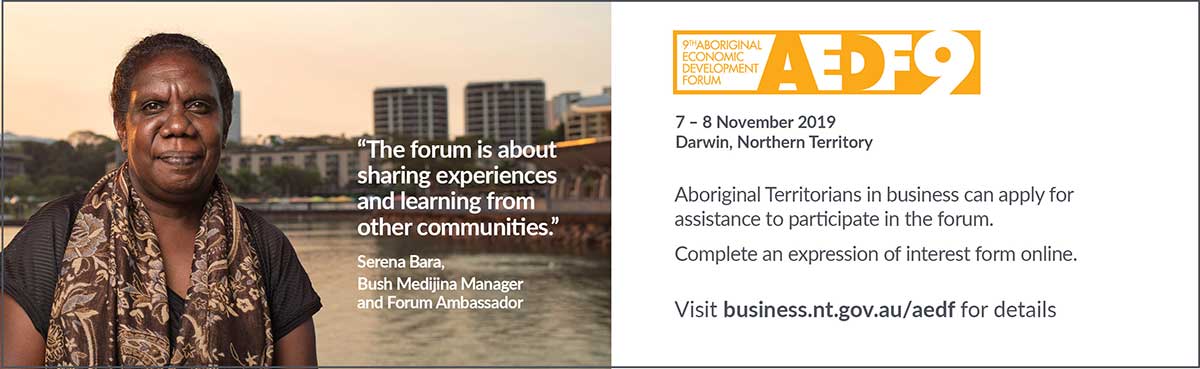 AEDF, 7-8 November 2019, for more information go to business.nt.gov.au/aedf