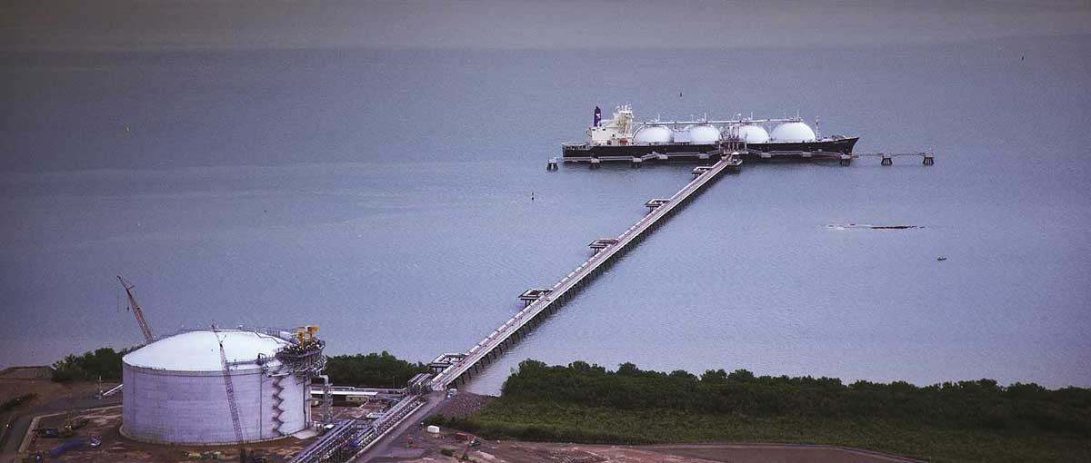 LNG boat docked at wharf