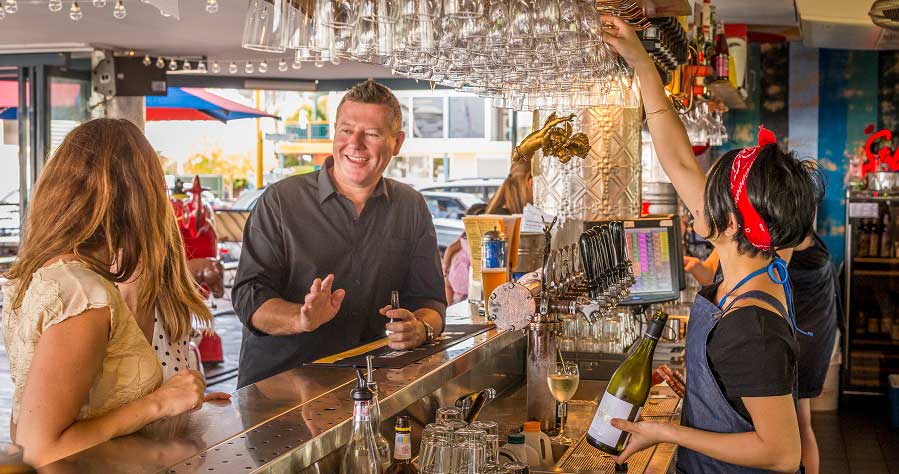 Drinks being served in a bar