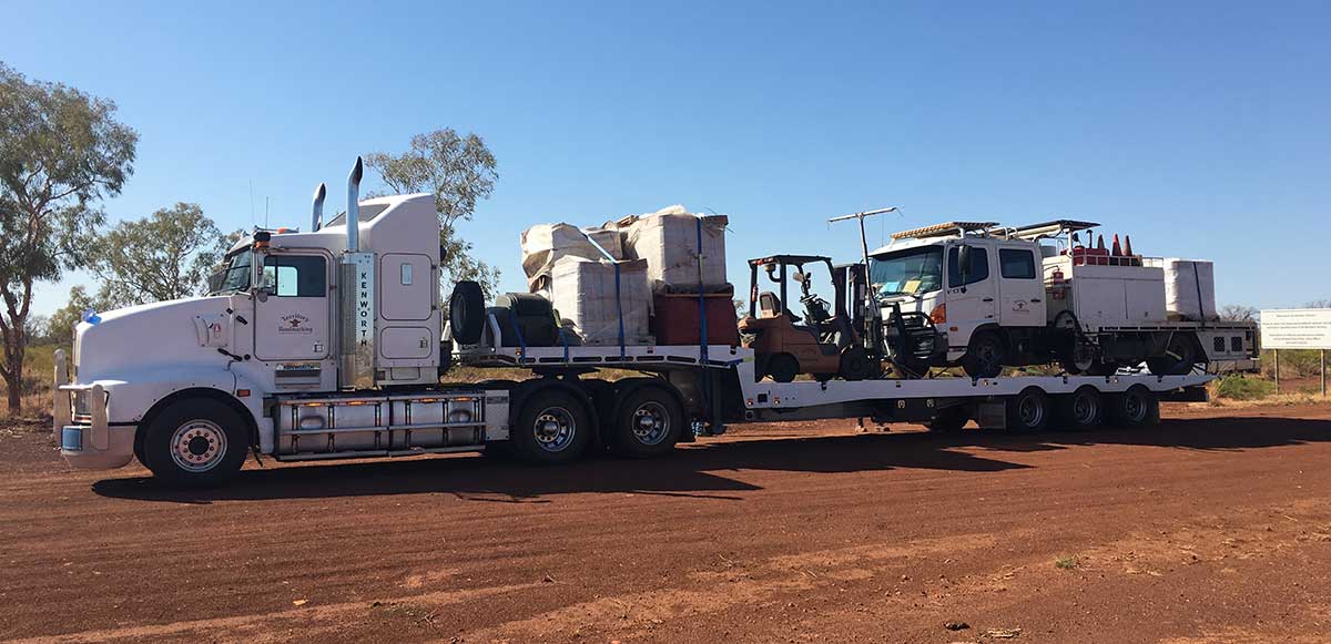 Territory Roadmarking road train travelling to worksite