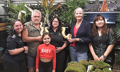 Visitors at the No Worries Reptile Room